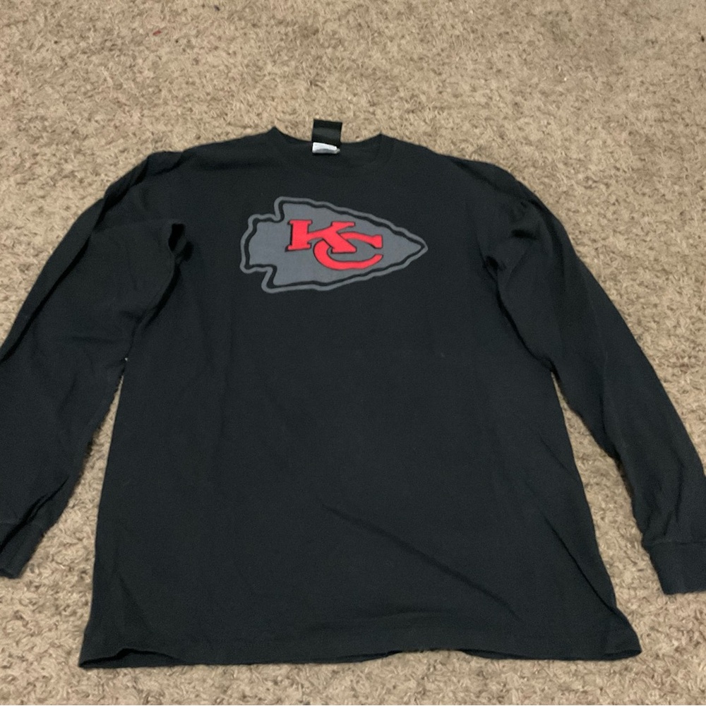 Black Kansas City Chiefs Long Sleeve Shirt with Red and Grey Logo